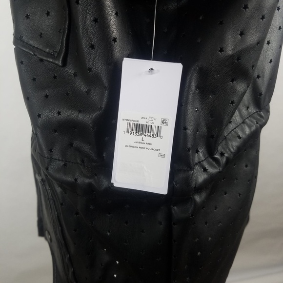 NWT GUESS Vegan Leather Moto Jacket Black Size Large - Picture 6 of 8